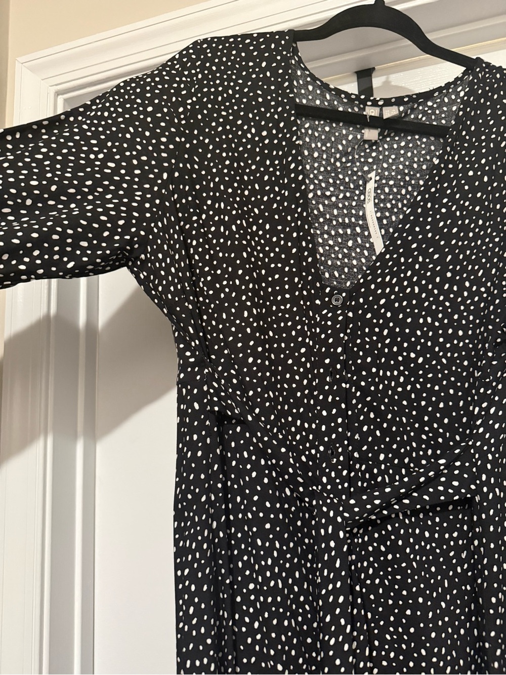 ASOS Black Polka-Dot Wrap Midi Dress - Picture 2 of 4